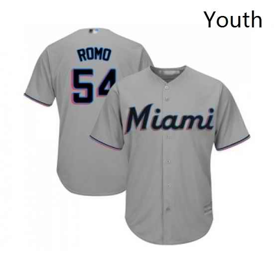 Youth Miami Marlins 54 Sergio Romo Replica Grey Road Cool Base Baseball Jersey